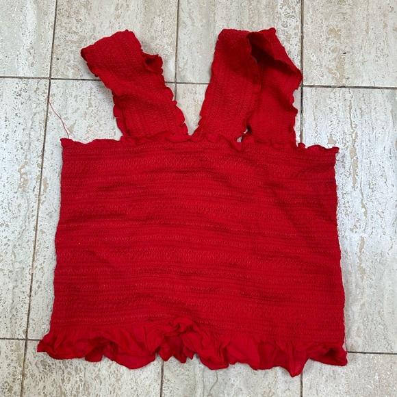 Urban Outfitters (Ecote) Elastic Textured Tank (Small) - Red - Picture 2 of 2